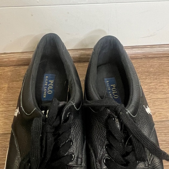 Polo Ralph Lauren Felton Leather Men's Low-Top Casual Sneakers, Black/White, 12 - Picture 7 of 13